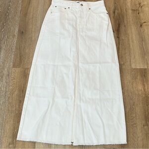 Madewell white denim jeans maxi skirt slit in front